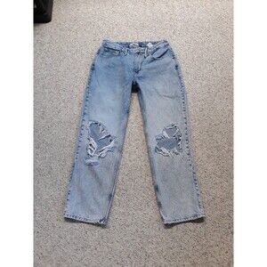 8x27 Good American high-rise wide leg ripped distressed